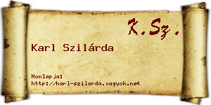 Karl Szilárda névjegykártya